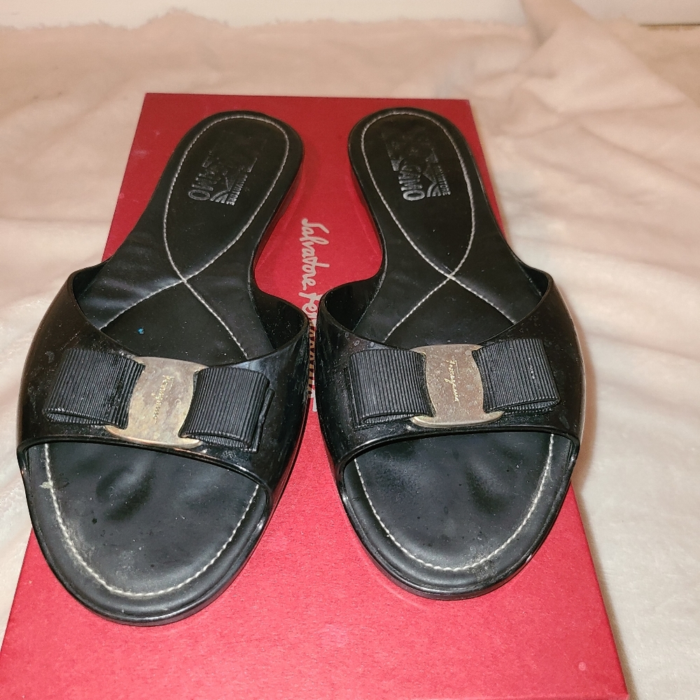 Salvatore Ferragamo Black Women's Slide Sandals